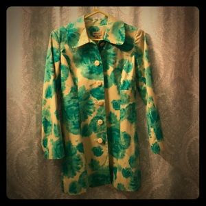 Elevenses turquoise floral mid-length jacket